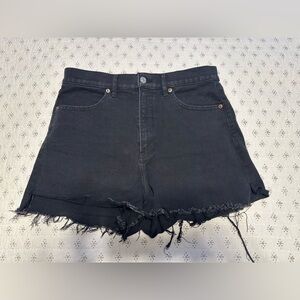 Express Black Frayed Hem Denim Shorts